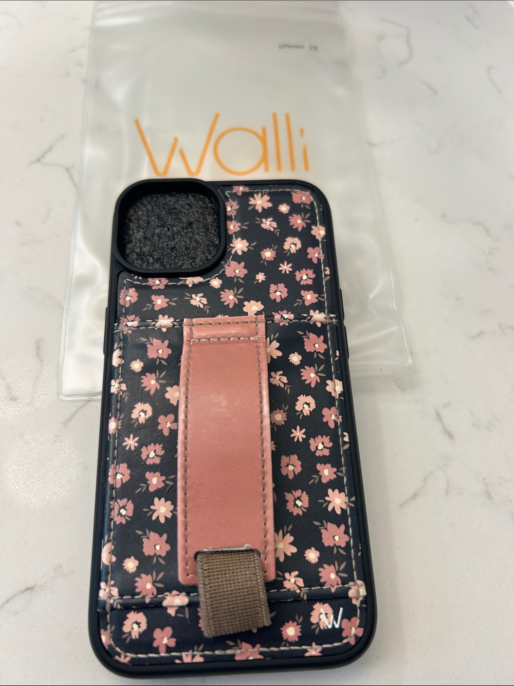 Walli Floral iPhone 14 Case with Pink Strap